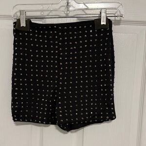 Rachel Allan Black High Waist Shorts with Silver Accents